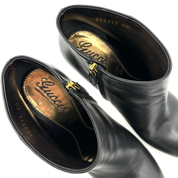 Gucci Black Leather Platform Ankle Boots Booties 252113 - Picture 6 of 13